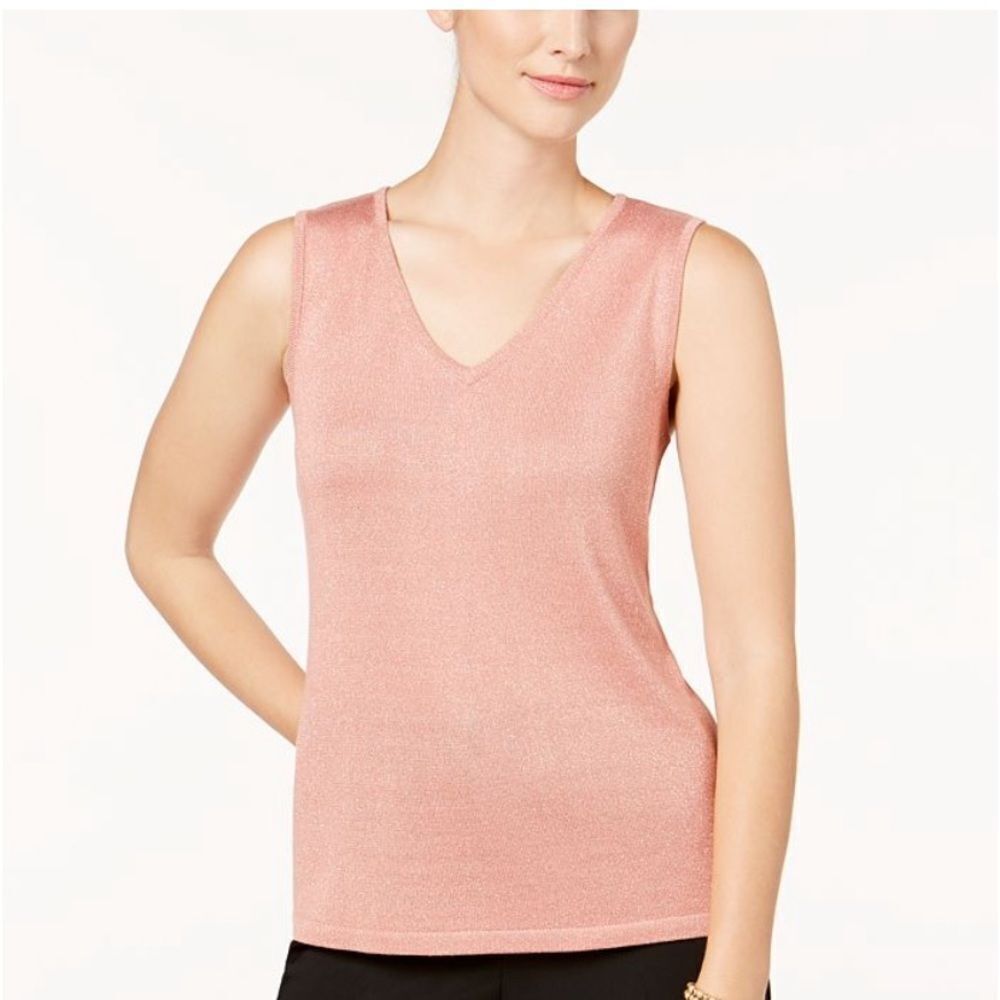 Kasper Medium Knit Sleeveless Metallic Top